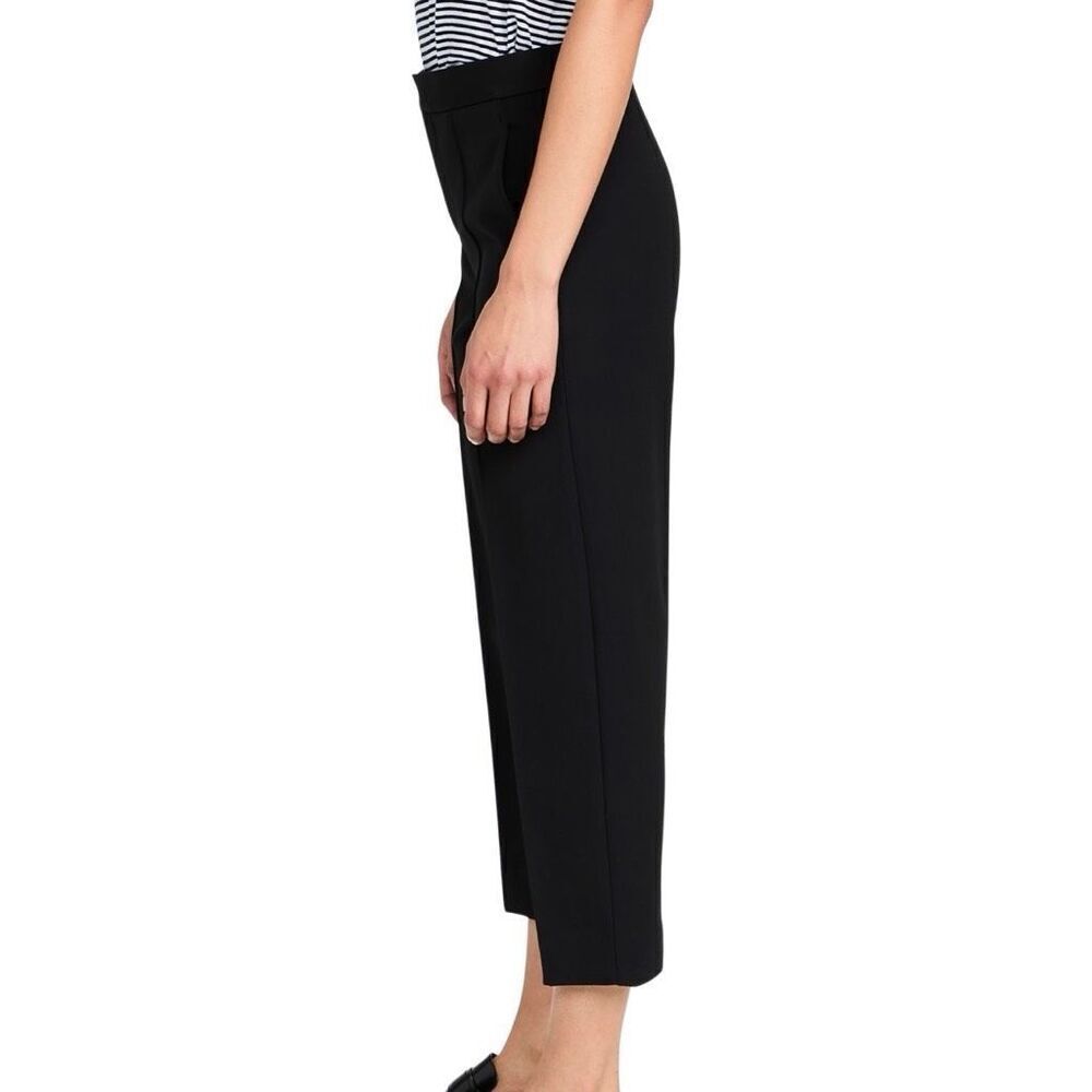 Vince Pintuck Tapered Trouser Pants Cropped Pockets Women 12 Black Office NWT - Picture 3 of 11